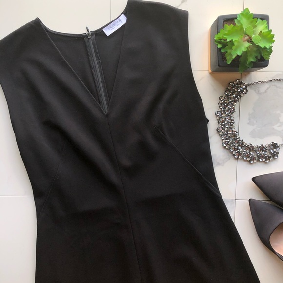 black v neck work dress